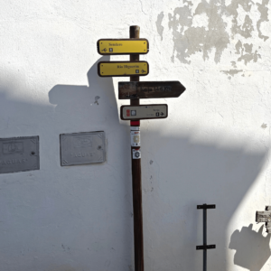 The trail signs in Frigiliana mark the start of the hike back to Nerja - or into the mountains.