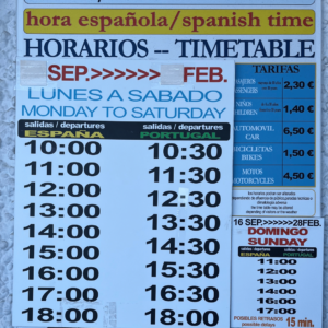 Timetable for the Ferry between Spain and Portugal - SittingUnderAPalmTree