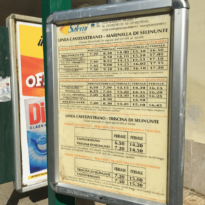 Timetable for the bus between Castelvetrano and Selinunte - SittingUnderAPalmTree