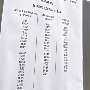 Torrox Costa - Nerja Bus Schedule (2023). Be sure to check the updated timetable